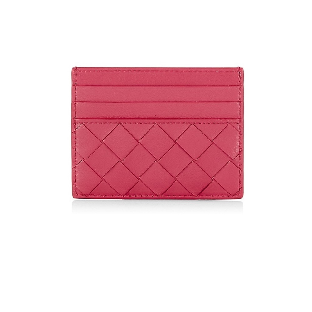 Bottega Veneta Intreccatio woven card case in pink